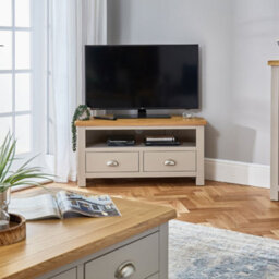 The Furniture Market Cotswold Grey Painted Corner Tv Unit Up To 50 Tv Size - thumbnail 3