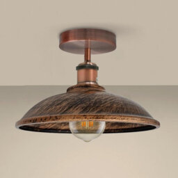 E27 Base Flush Ceiling Light With 36Cm Brushed Copper Lamp Shade Easy Fit Durable Metal For Kitchen, Living Room Without Bulb - thumbnail 2