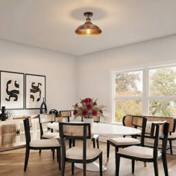 E27 Base Flush Ceiling Light With 36Cm Brushed Copper Lamp Shade Easy Fit Durable Metal For Kitchen, Living Room Without Bulb - thumbnail 7