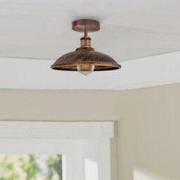 E27 Base Flush Ceiling Light With 36Cm Brushed Copper Lamp Shade Easy Fit Durable Metal For Kitchen, Living Room Without Bulb - thumbnail 4