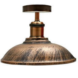 E27 Base Flush Ceiling Light With 36Cm Brushed Copper Lamp Shade Easy Fit Durable Metal For Kitchen, Living Room Without Bulb - thumbnail 1