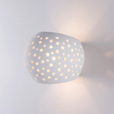 Harper Living Perforated Up/down Ceramic Wall Light, Open Sphere Shade, 1Xg9 Bulb Cap 25 Watts Maximum, White Finish - image 1
