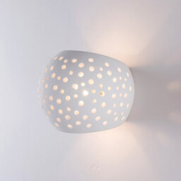 Harper Living Perforated Up/down Ceramic Wall Light, Open Sphere Shade, 1Xg9 Bulb Cap 25 Watts Maximum, White Finish