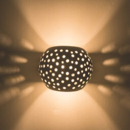 Harper Living Perforated Up/down Ceramic Wall Light, Open Sphere Shade, 1Xg9 Bulb Cap 25 Watts Maximum, White Finish - thumbnail 2