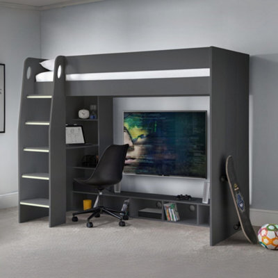 Julian Bowen Nebula 90Cm Single Anthracite Black Gaming Highsleeper Loft Bed With Desk - image 1