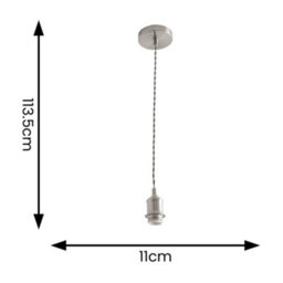 Valuelights Shaw Brushed Chrome Adjustable Single Pendant Ceiling Light - thumbnail 6
