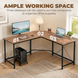 Homcom Corner L-Shape Computer Desk Gaming Pc Workstation For Home Office - thumbnail 5