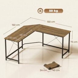 Homcom Corner L-Shape Computer Desk Gaming Pc Workstation For Home Office - thumbnail 3