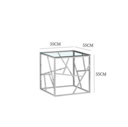 Comfy Living Glass And Silver Metal Square End Table Side Table - thumbnail 2