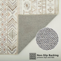 Decoranddecor Rug, Washable Rugs, Bedroom Kitchen Rugs, 80X150Cm, Non-Slip, Pet Friendly, Low Pile, Geometric Rug - Nomira - thumbnail 7