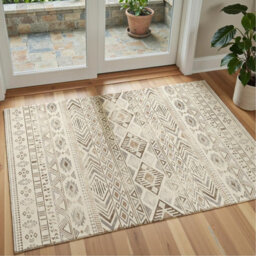 Decoranddecor Rug, Washable Rugs, Bedroom Kitchen Rugs, 80X150Cm, Non-Slip, Pet Friendly, Low Pile, Geometric Rug - Nomira - thumbnail 1