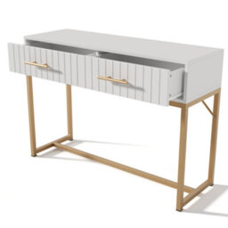 Btm Bedroom Dressing Table With 2 Drawers 76.5X100X45Cm White Chest Highboard Sideboard - thumbnail 7