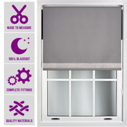 Furnished Diamante Edge Blackout Roller Blinds Made To Measure - Dark Grey (W)180Cm X (L)165Cm - thumbnail 1