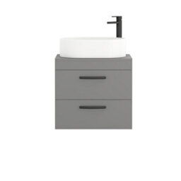 Royal Bathrooms Turin 800mm Wall Mounted Bathroom Vanity Unit With Sink 2 Drawer Indigo Grey Gloss & Peak Countertop Basin - thumbnail 5