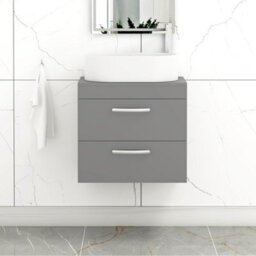 Royal Bathrooms Turin 800mm Wall Mounted Bathroom Vanity Unit With Sink 2 Drawer Indigo Grey Gloss & Peak Countertop Basin - thumbnail 1