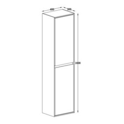 Plum&clay Norton Black & Oak Wall Hung Bathroom Tall Storage Cabinet (H)1600mm (W)400mm - thumbnail 2