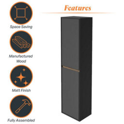 Plum&clay Norton Black & Oak Wall Hung Bathroom Tall Storage Cabinet Bathroom Furniture (H)1600mm (W)400mm - thumbnail 5