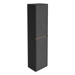 Plum&clay Norton Black & Oak Wall Hung Bathroom Tall Storage Cabinet Bathroom Furniture (H)1600mm (W)400mm - thumbnail 2