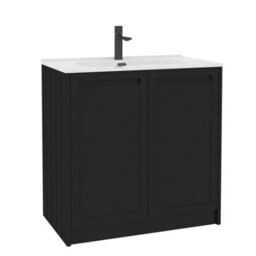 Royal Bathrooms Elmore 800mm Traditional Floor Standing 2 Door Bathroom Vanity Unit With Ceramic Basin Sink - Matt Nocturne Black - thumbnail 6