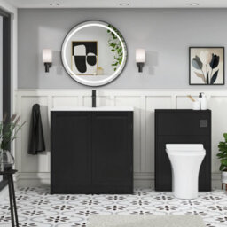 Royal Bathrooms Elmore 800mm Traditional Floor Standing 2 Door Bathroom Vanity Unit With Ceramic Basin Sink - Matt Nocturne Black - thumbnail 4
