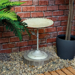 Netagon Outdoor Garden Free Standing Weatherproof Pedestal White Metal Bird Bath - thumbnail 3