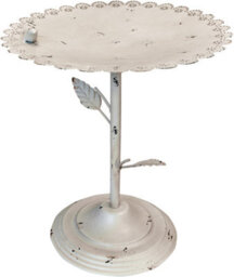 Netagon Outdoor Garden Free Standing Weatherproof Pedestal White Metal Bird Bath