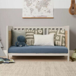 Xample Tutti Bambini Alba Cot Bed With Sprung Mattress, White & Distressed Oak Convertible Baby Cot To Junior/day Bed, Adjustable Base - thumbnail 2