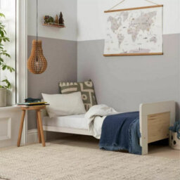 Xample Tutti Bambini Alba Cot Bed With Sprung Mattress, White & Distressed Oak Convertible Baby Cot To Junior/day Bed, Adjustable Base - thumbnail 3