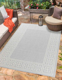 Modern Greek Key Design Outdoor-Indoor Rugs Silver 160X230 Cm - thumbnail 5