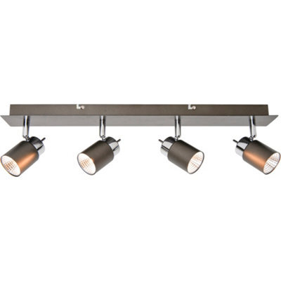 GoodHome Hades Bar Gloss Graphite Chrome Effect 4 Light Spotlight - image 1