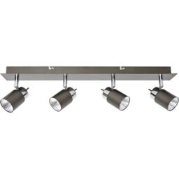 GoodHome Hades Bar Gloss Graphite Chrome Effect 4 Light Spotlight - thumbnail 2