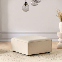 Wyld And Coco Element Beige Modular Square Ottoman Footstool With Black Legs - W86 X D86 X H45Cm - thumbnail 2