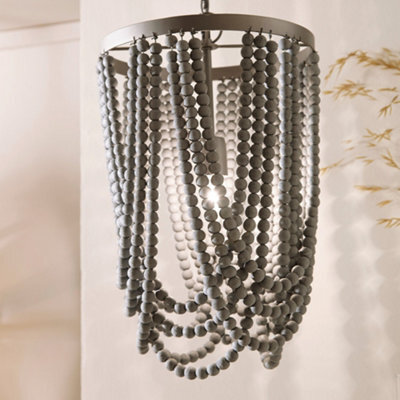 Pacific Lifestyle Bonneval Grey Wash Wood Bead Sash Pendant - image 1