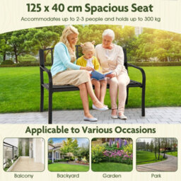 Gainoom 127Cm Outdoor Black Bench Garden Bench With Slatted Backrest - thumbnail 6