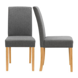 Dining Chairs, Set Of 2 Upholstered Grey Fabric Kitchen Chairs With Wooden Legs - thumbnail 1