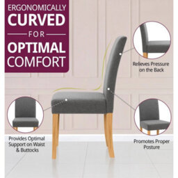 Dining Chairs, Set Of 2 Upholstered Grey Fabric Kitchen Chairs With Wooden Legs - thumbnail 4