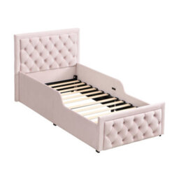 Modernluxe 3Ft Single Bed, 90X190 Cm, Ottoman Bed, Hydraulic Bed, With Headboard And Large Storage Space, Velvet, Pink - thumbnail 8