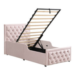 Modernluxe 3Ft Single Bed, 90X190 Cm, Ottoman Bed, Hydraulic Bed, With Headboard And Large Storage Space, Velvet, Pink - thumbnail 9