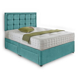 Dining Tables Dallas Matching Headboard Divan Set, 2 Drawer On Same Side With Sprung 1500 Comfort Mattress - Plush Velvet Duck Egg - King - thumbnail 4