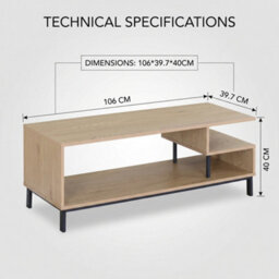 Tv Stand With Shelves And Storage,wooden Tv Console, 106Cm Tv Cabinet, Media Unit For Living Room, Playroom, Industrial (Oak) - thumbnail 2