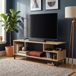 Tv Stand With Shelves And Storage,wooden Tv Console, 106Cm Tv Cabinet, Media Unit For Living Room, Playroom, Industrial (Oak)