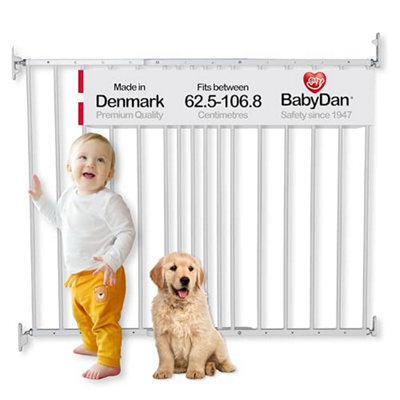 Babydan Multidan, Covers Openings Between 62.5-106.8 Cm / 24.6-42 Inches, Extendable Stair Gate / Baby / Safety Metal, White