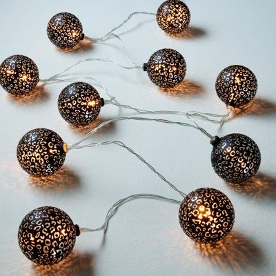 10 Warm White Leopard Print Led String Lights With Timer Function Clear Cable - image 1