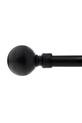 Unknown 16-19mm Sphere Extendable Eyelet Metal Curtain Pole Set Black 160-300Cm - image 1