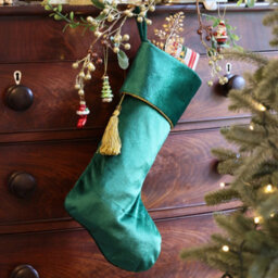 Dibor Green Kensington Velvet Xmas Gift Decoration Christmas Stocking For Kids