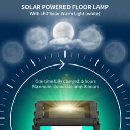 Outsunny Rattan Solar Floor Lamp W/ Auto On/off Led Light For Porch, Yard, Grey - thumbnail 5