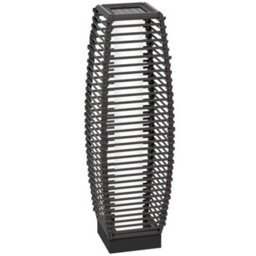 Outsunny Rattan Solar Floor Lamp W/ Auto On/off Led Light For Porch, Yard, Grey - thumbnail 2
