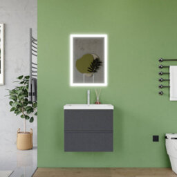 AVER-GROWTH 600mm Wall Hung Bathroom Vanity Unit With Basin Matt Grey Sink Unit Bathroom Storage Cabinet Set - thumbnail 3