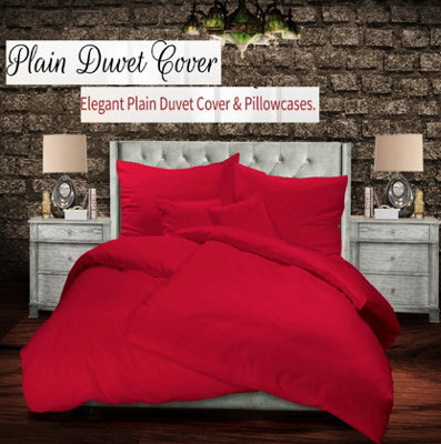 Ameha Plain 3-Piece Duvet Burgundy Quilt Cover Breathable Microfiber Reversible Double Set With Pillowcase 200 X 200 Cm - image 1