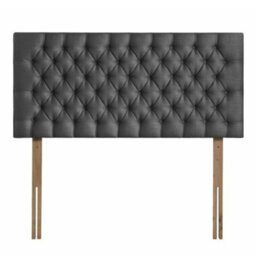"Urban Textures Luxury 20"" High Velvet Fabric Upholstered Chesterfield Bed Headboard - Black"